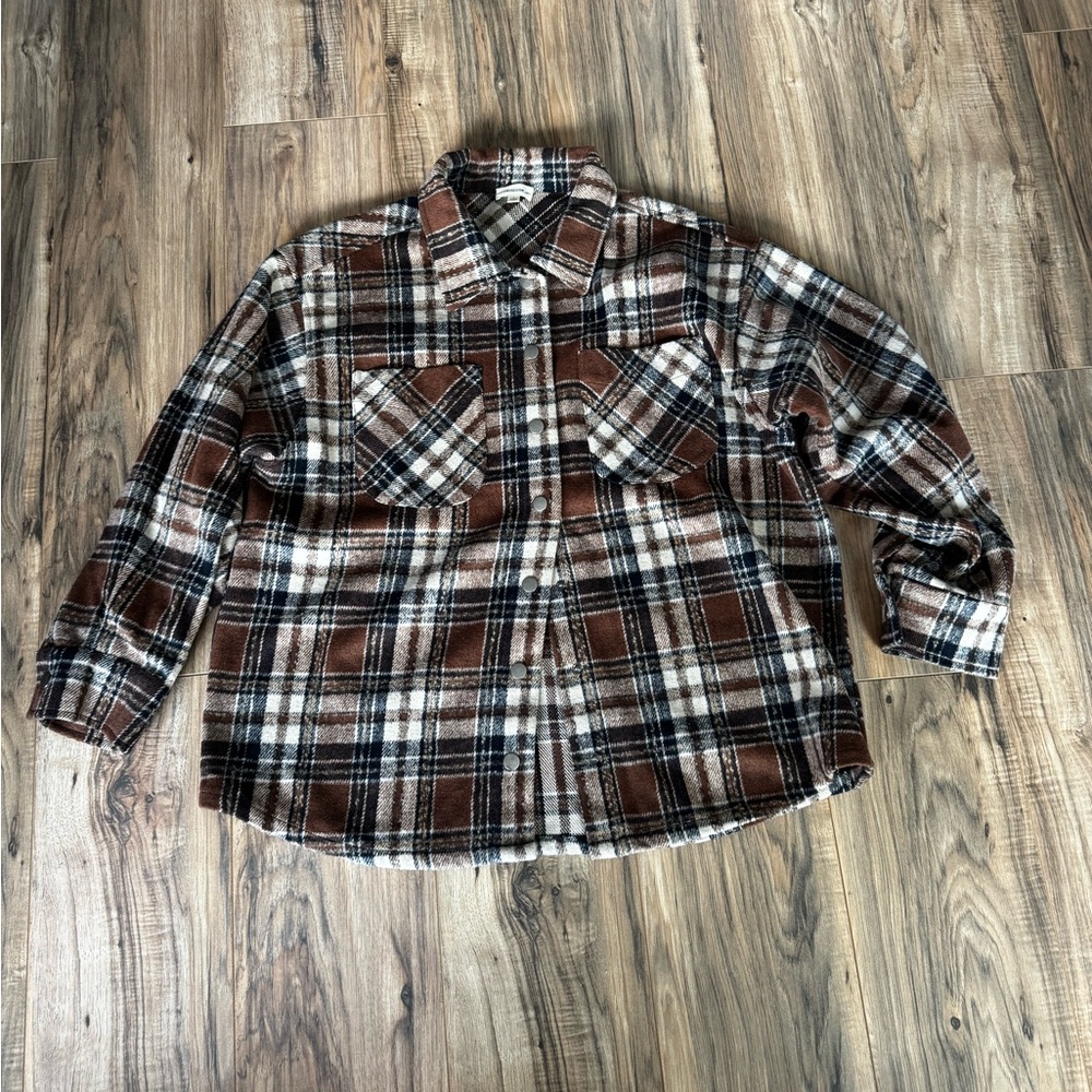 Brown Plaid Flannel Shacket